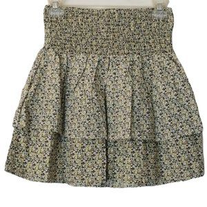 Vero Moda 2-Layered Short Tiered Ruffle 100% Cotton Birch Smock Mini Skirt